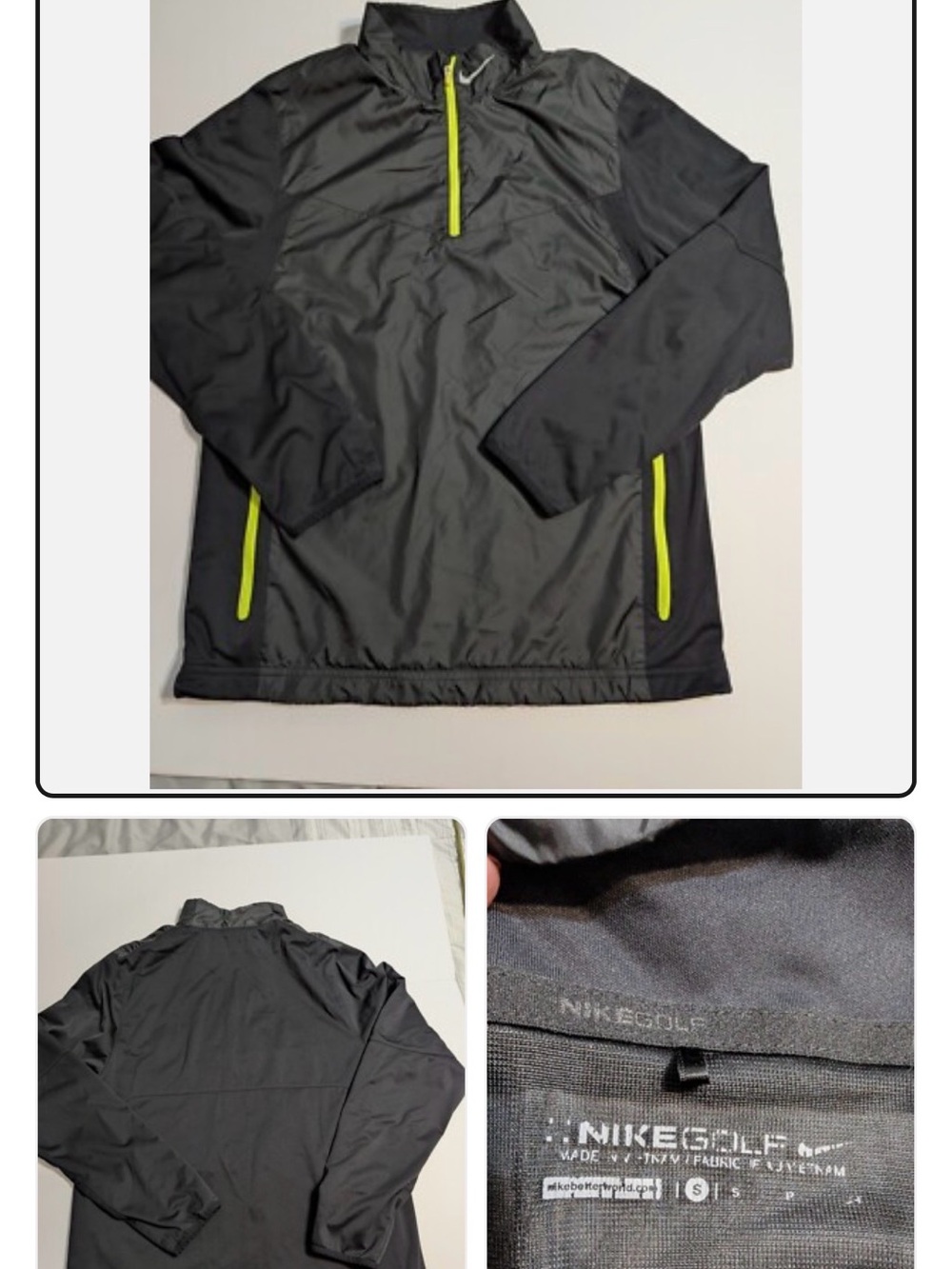 Nike Black Pullover Jacket with Lime Accents